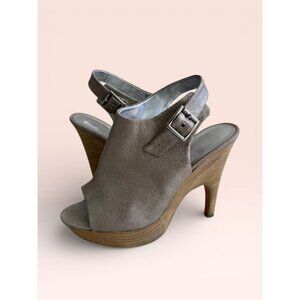 DOLCE VITA Silver Platform Slingback Heels Size 8.5